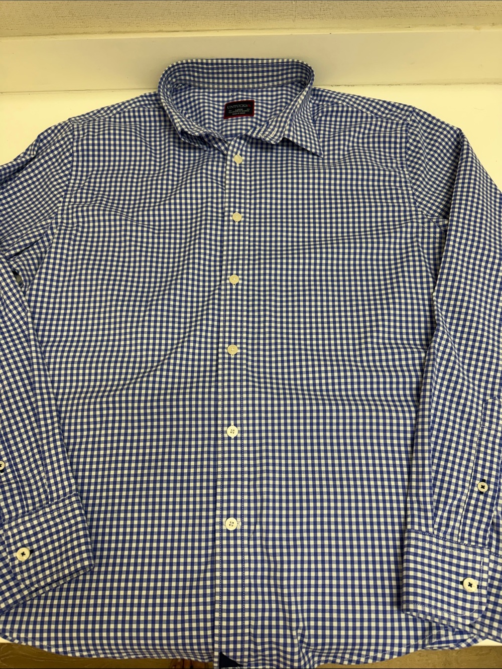 UNTUCKit Blue and White Gingham Dress Shirt